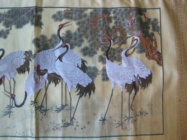 Chinese Silk Fabric Panel, Scarves and Geisha Shoes - 9