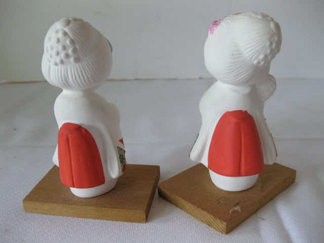 Handpainted Porcelain Geisha Figures, Handpainted Fabric Woman and - 14
