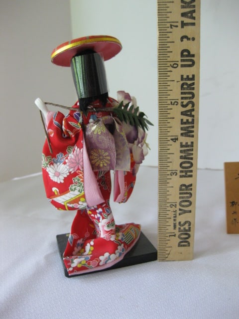 Handpainted Porcelain Geisha Figures, Handpainted Fabric Woman and - 3