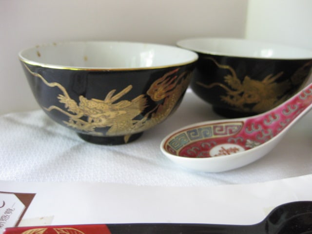 Chinese Porcelain Rice Bowls, Tea Cups, Chop Sticks, Ginger Jar, etc. - 3