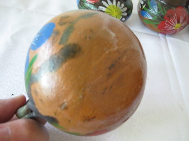 Four Handpainted Red Clay Cups - 6