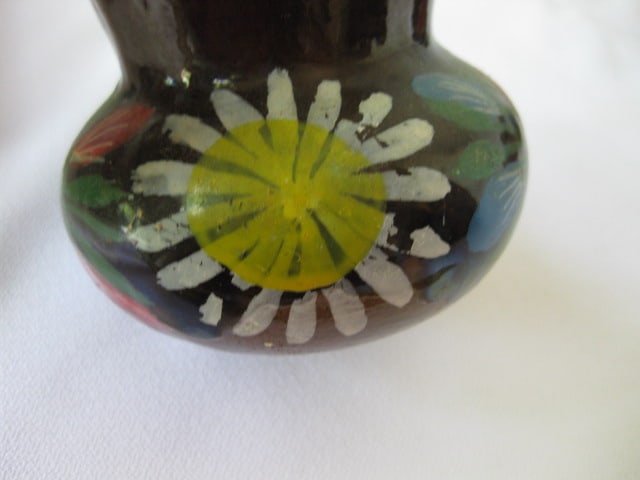Four Handpainted Red Clay Cups - 8
