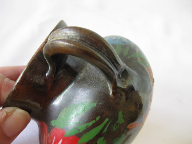Four Handpainted Red Clay Cups - 9