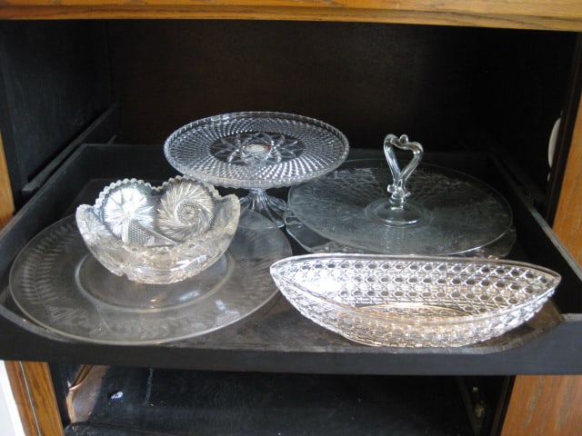Grouping of Clear Glass Hostess/Serving Pieces: See pictures-Local Pickup Only