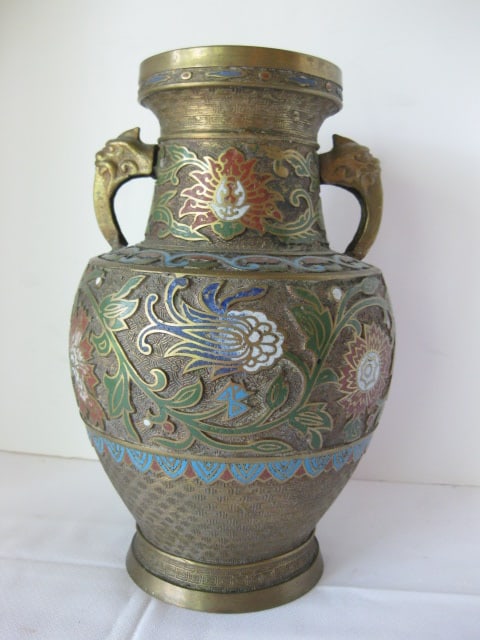 Enameled Brass Vase (1 of 8)