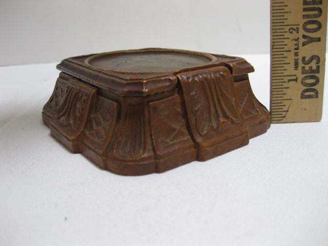 Vintage Carved Resin Trinket Box with Mallard Decal Top - 5