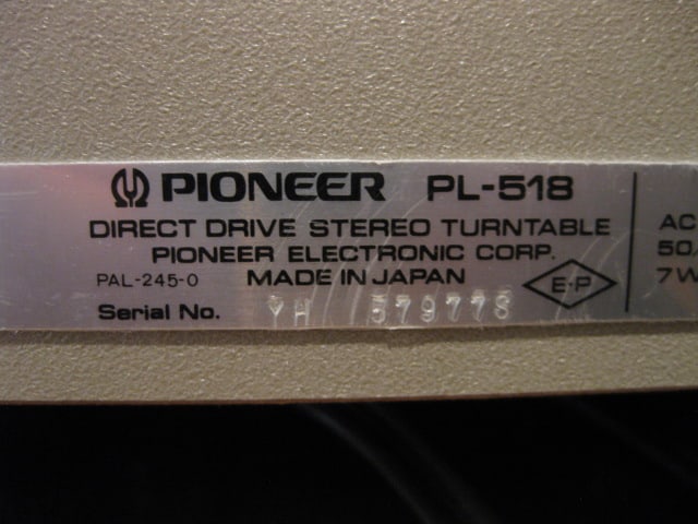 Pioneer PL-518 Direct Drive Automatic Return Turntable - 7