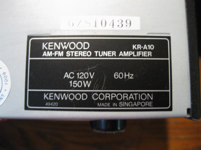Kenwood KR-A10 AM/FM Stereo Receiver - 5