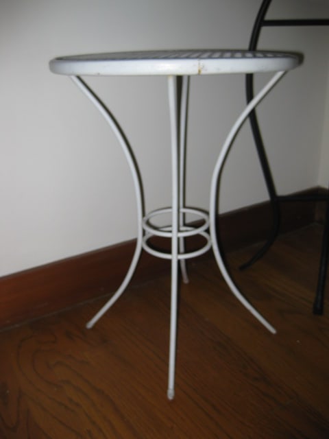 Round White Metal Mesh Side Table and Sunflower Mosaic Tile Top Side Table - 3