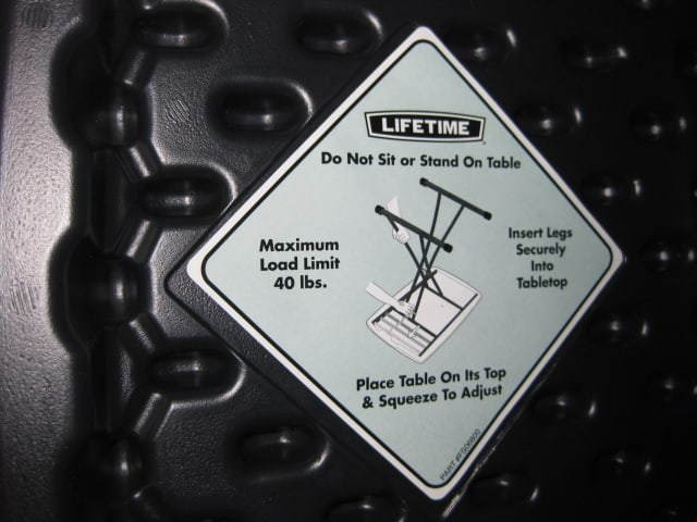 Lifetime Black Folding Leg Table - 3