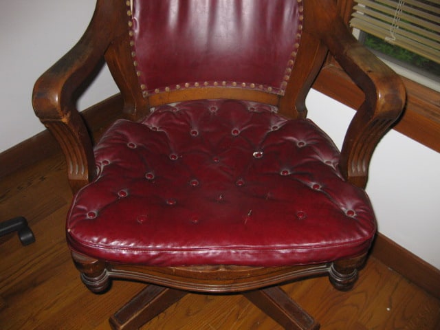 Vintage Spak & Natovich Wood Banker's Chair with Leather Seat/Back - 2