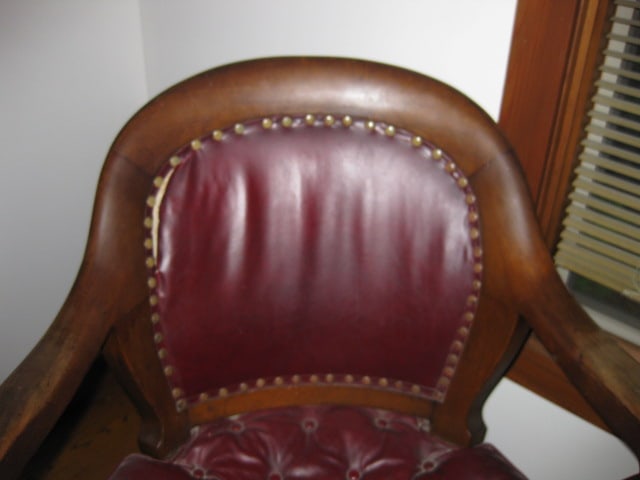Vintage Spak & Natovich Wood Banker's Chair with Leather Seat/Back - 3