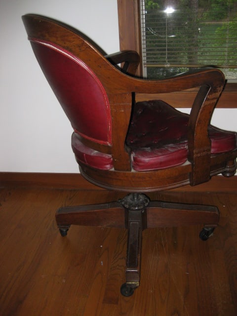 Vintage Spak & Natovich Wood Banker's Chair with Leather Seat/Back - 4