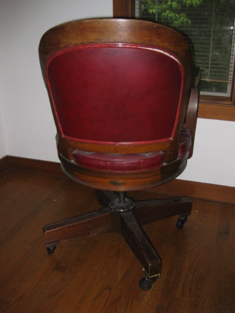 Vintage Spak & Natovich Wood Banker's Chair with Leather Seat/Back - 5