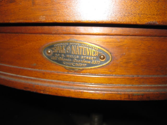 Vintage Spak & Natovich Wood Banker's Chair with Leather Seat/Back - 7