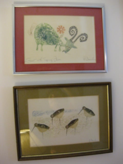 Polly French "Goat with Spring Fever" and "Sandpipers" Signed Screen Prints (1 of 9)