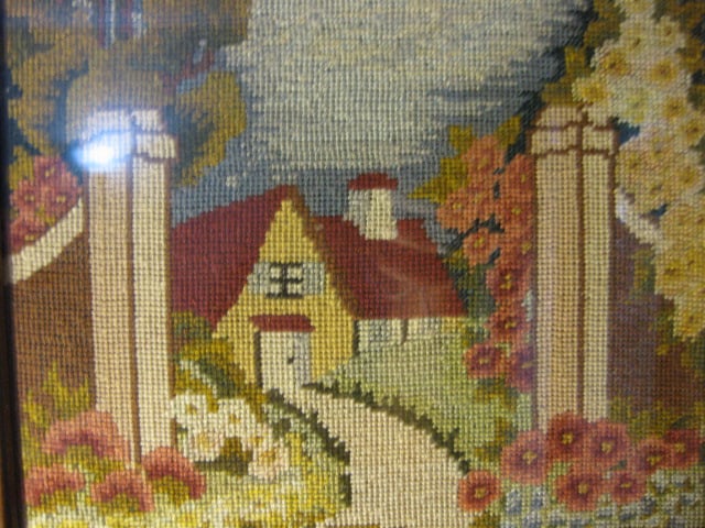 Framed Cottage Needlepoint - 2