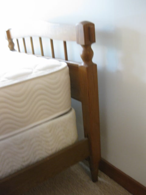 Pair of Wood Spindle Headboard Twin Beds with Wood Rails - 4