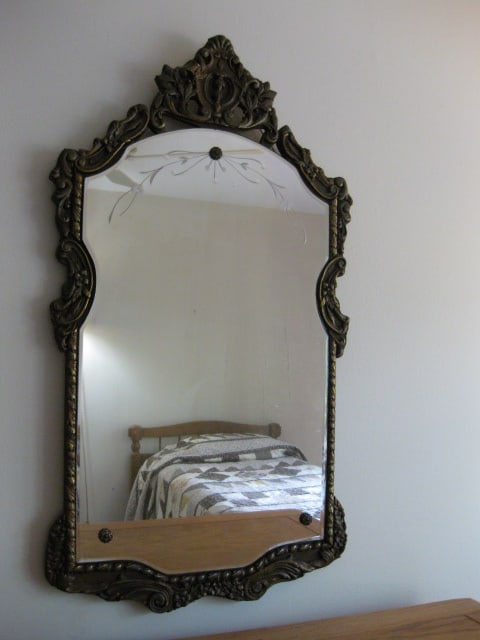 Carolina Mirror Co. Hollywood Regency Style Reversed Floral Etched Design Beveled Mirror (1 of 8)