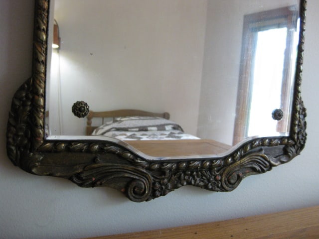 Carolina Mirror Co. Hollywood Regency Style Reversed Floral Etched Design Beveled Mirror - 4