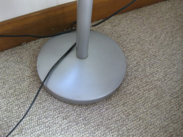 3-Way Grey Metal Torchiere Floor Lamp with Frosted Slag Glass Shade - 3