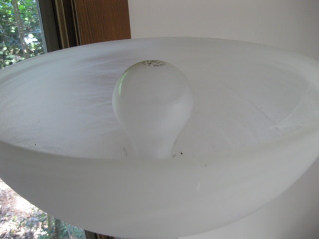 3-Way Grey Metal Torchiere Floor Lamp with Frosted Slag Glass Shade - 4