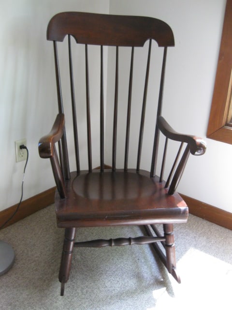 Mahogany Spindle Back Rocker: 24"w, Local Pickup Only