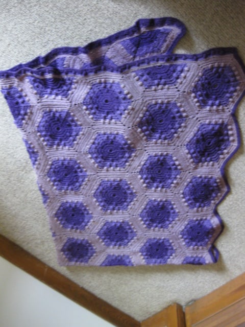 Three Hand Crafted Afghan Throws and Crocheted Lace Coverlet - 5
