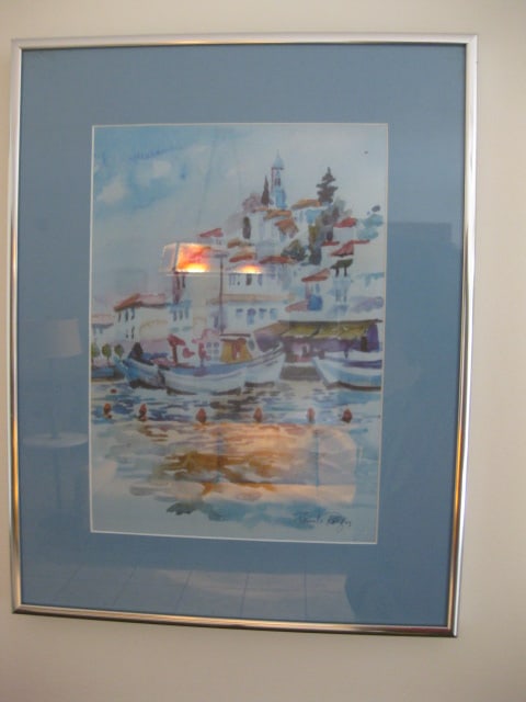 Two Framed and Matted Pamela Rogers Poros, Greece Prints of Watercolors - 2
