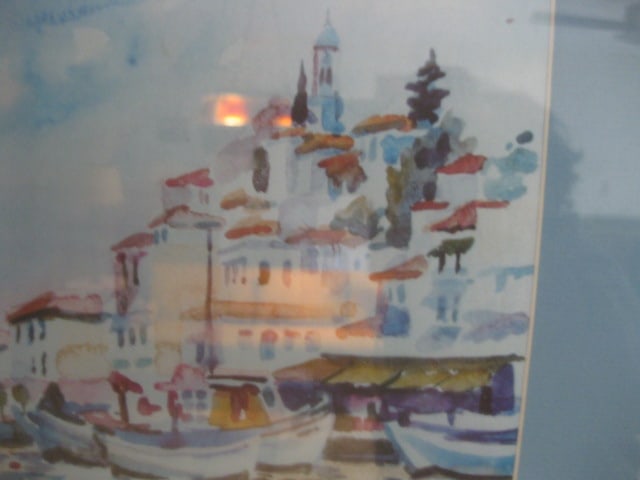 Two Framed and Matted Pamela Rogers Poros, Greece Prints of Watercolors - 3