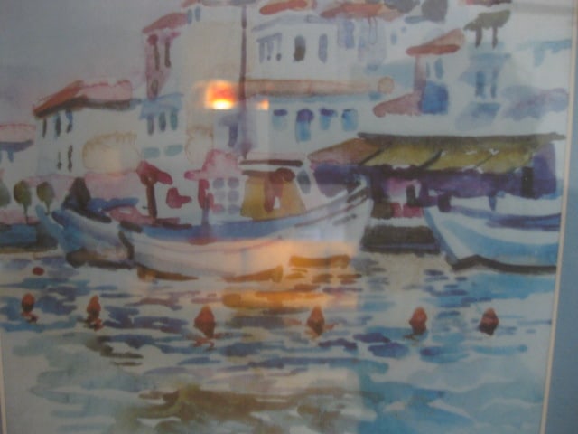 Two Framed and Matted Pamela Rogers Poros, Greece Prints of Watercolors - 4