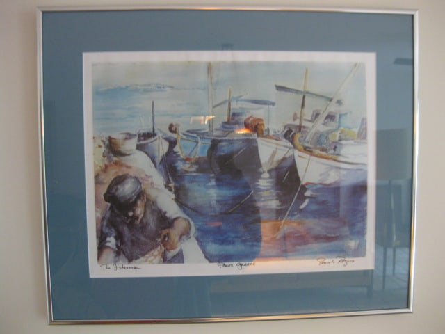 Two Framed and Matted Pamela Rogers Poros, Greece Prints of Watercolors - 7