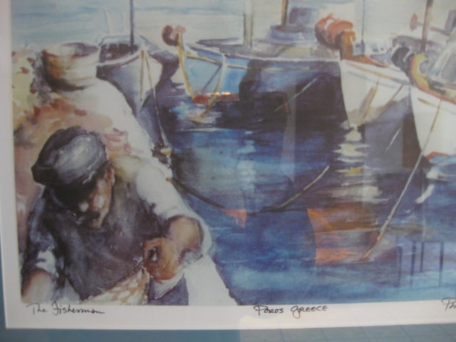 Two Framed and Matted Pamela Rogers Poros, Greece Prints of Watercolors - 8