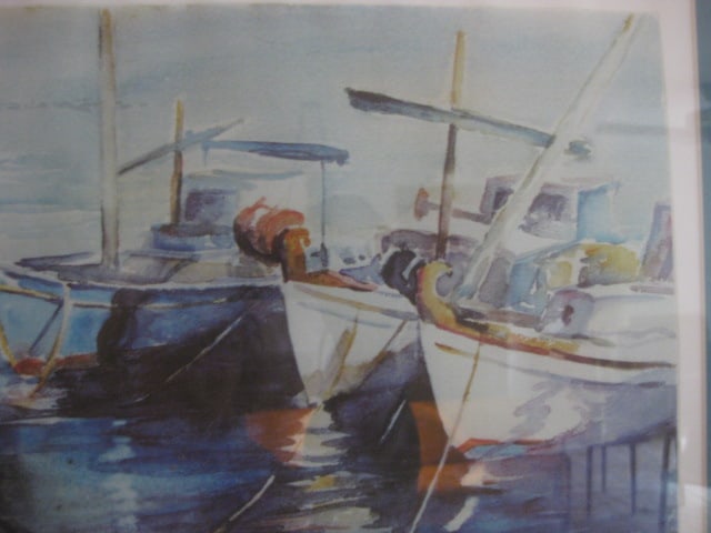 Two Framed and Matted Pamela Rogers Poros, Greece Prints of Watercolors - 9