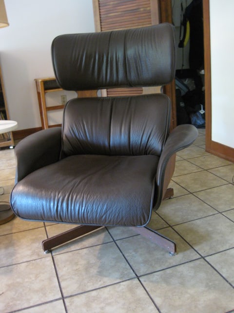 Plycraft Mr. Chair Midcentury Bentwood Leatherette Recliner: 34"w, Local Pickup Only