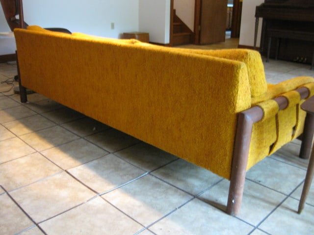 Craft Associate Midcentury Wood Slub Yarn Upholstery Sofa - 3