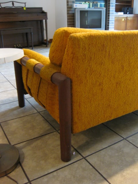 Craft Associate Midcentury Wood Slub Yarn Upholstery Sofa - 4