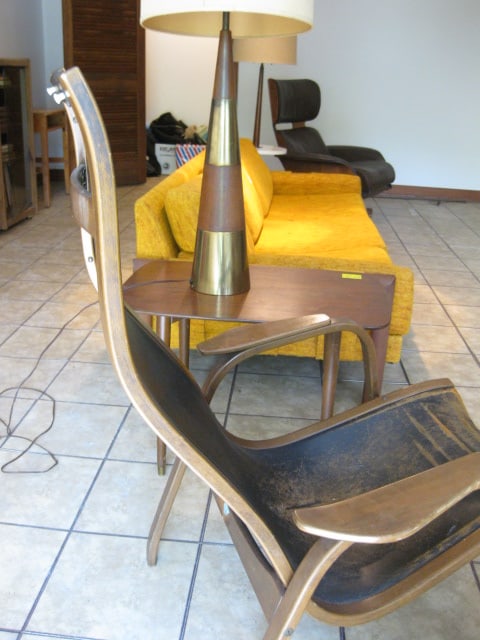 Midcentury Bentwood Leather High Back Sling Chair - 10