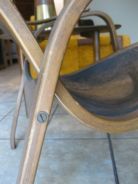 Midcentury Bentwood Leather High Back Sling Chair - 11