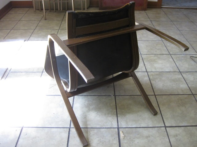 Midcentury Bentwood Leather High Back Sling Chair - 5
