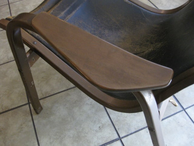 Midcentury Bentwood Leather High Back Sling Chair - 7