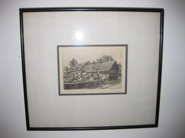 Framed and Matted N.W. Ward "Anne Hathaway's Cottage" and "Shakespeare's Birthplace" - 2