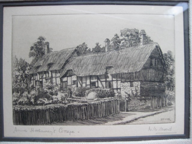 Framed and Matted N.W. Ward "Anne Hathaway's Cottage" and "Shakespeare's Birthplace" - 3