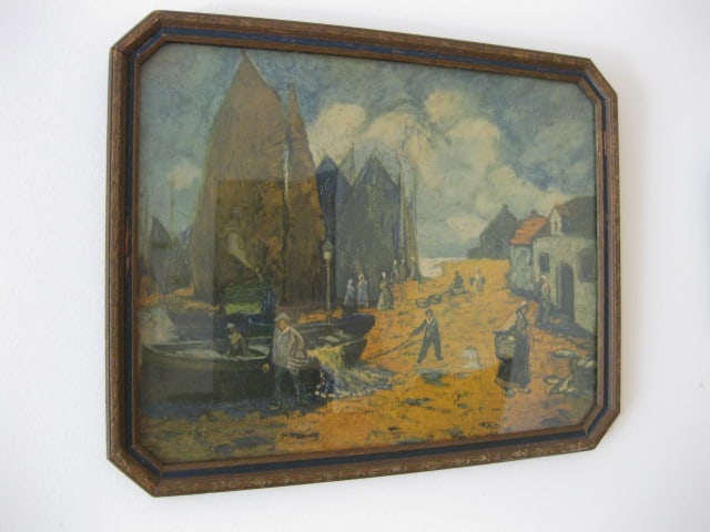 Two Vintage Framed Mediterranean Fishing Village Lithographs - 5