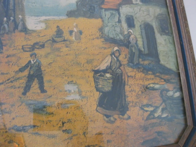 Two Vintage Framed Mediterranean Fishing Village Lithographs - 7