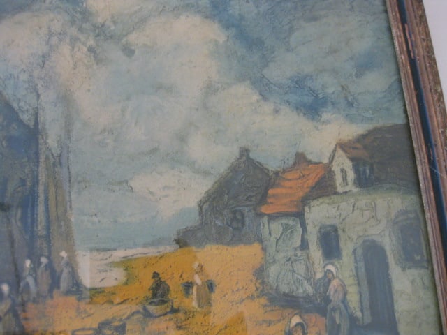 Two Vintage Framed Mediterranean Fishing Village Lithographs - 8