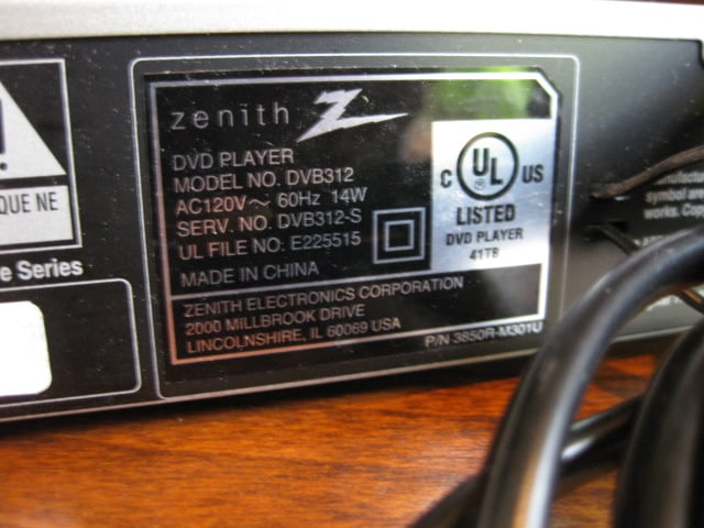 Zenith DVB312 DVD Player with Remote - 7