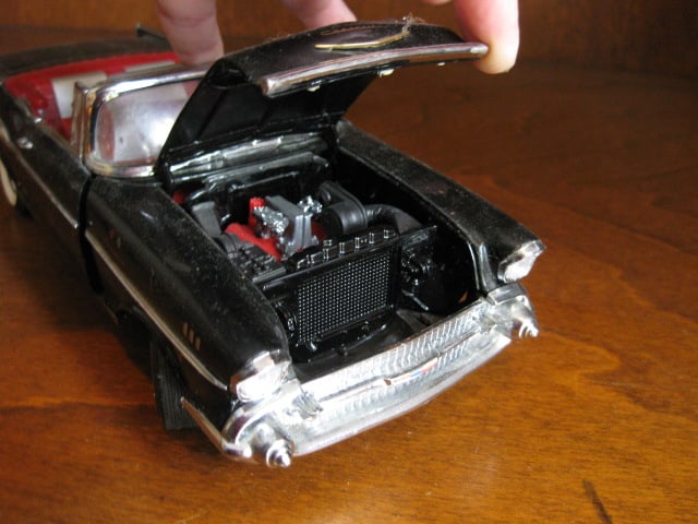 Two 1:18 Scale 1950's Bel Air Diecast Cars and Plastic Toy Coupe - 16