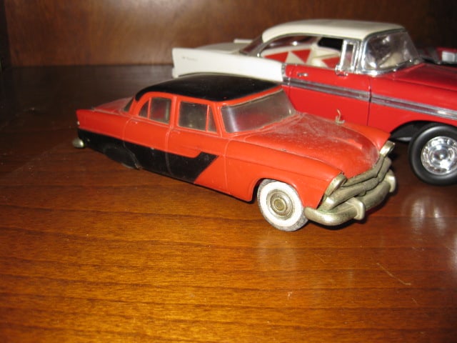 Two 1:18 Scale 1950's Bel Air Diecast Cars and Plastic Toy Coupe - 2