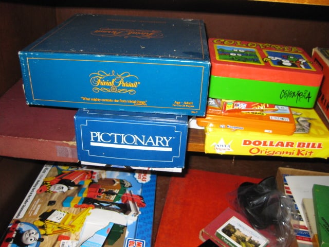 Grouping of Board Games, Playing Cards, Mega Bloks Thomas the Train Building Set - 2